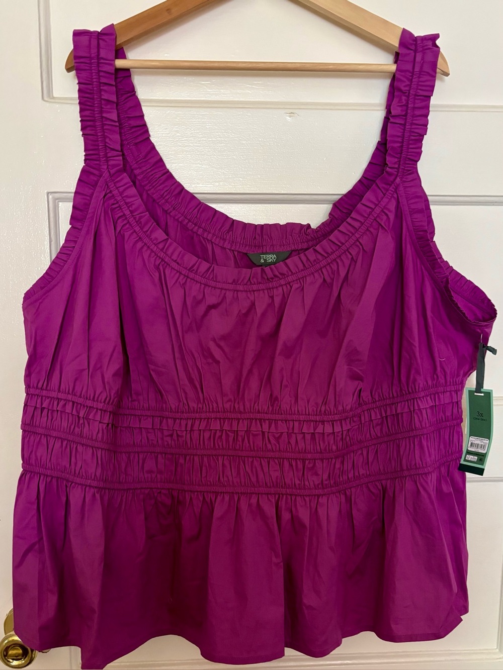 Smocked Peplum Tank Top cotton by Terra & Sky 3x